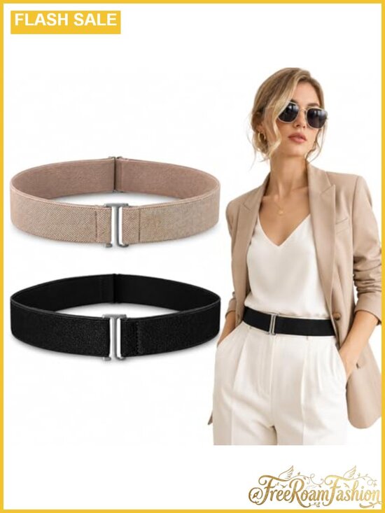 Accessories - 2pcs Women's Invisible Elastic Belts Adjustable No Buckle Stretch Waist Belts